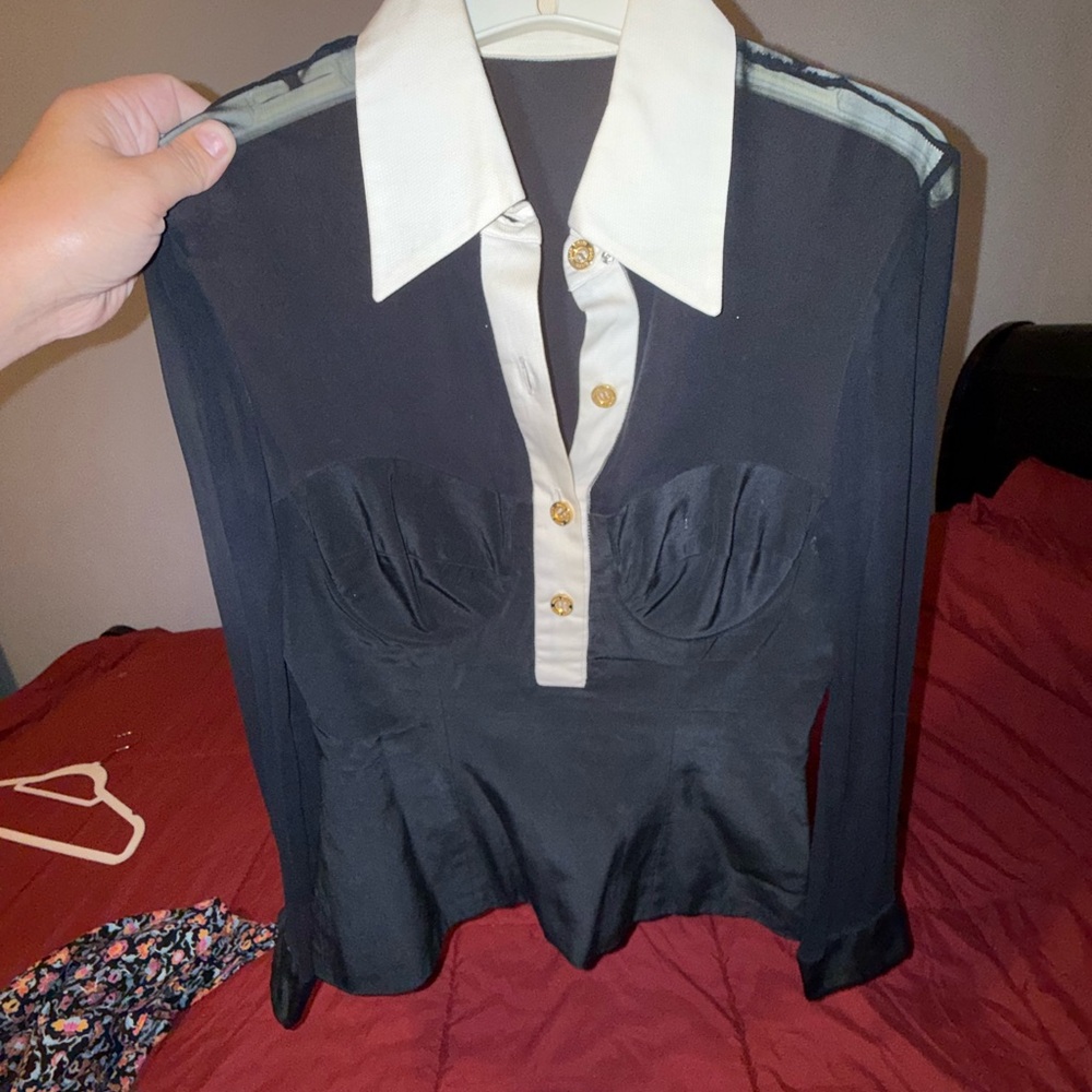 Elegant Black and Cream Women's Top